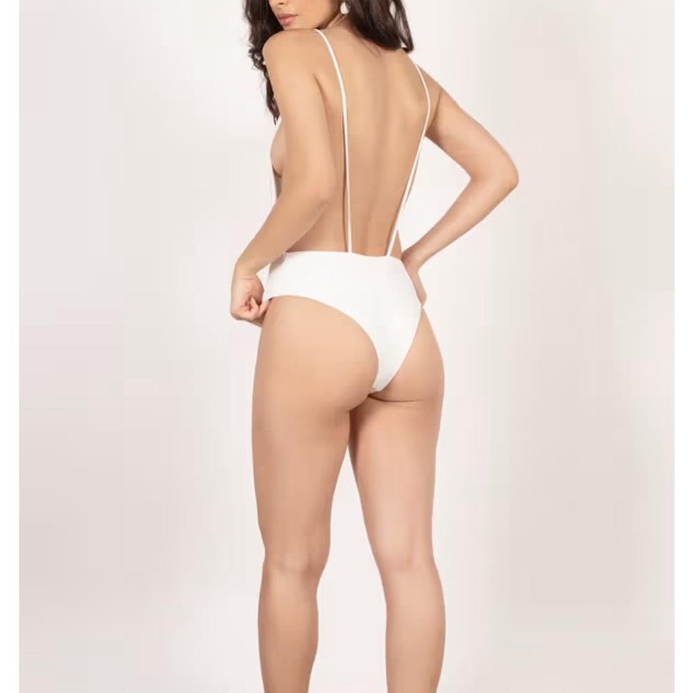 TOBI GREEN OPEN BACK 1-PIECE BATHING SUIT Body Suit womens sz small - Picture 6 of 11